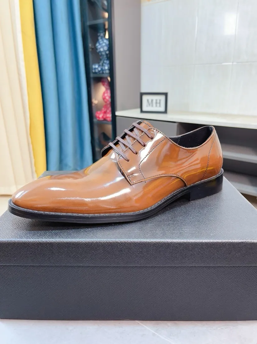 Men's shoes 💰560🌹🌹[Prada leather shoes] Top purchasing agency Original imported Italian custom-made cowhide leather surface, ➕Fully imported water-dyed breathable cowhide lining, original factory special molded sole, super comfortable, size: 38-44